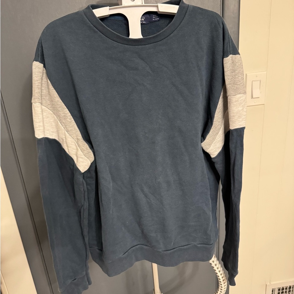 Men's Topman Vintage Blue and Gray Athletic Sweater